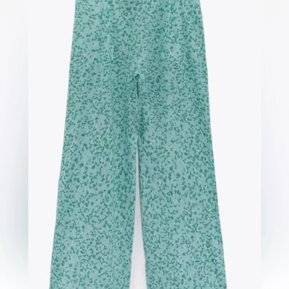 ZARA NECKHOLDER OVERALL LINEN BLEND FLORAL FLOWERS GREEN JUMPSUIT Size XS